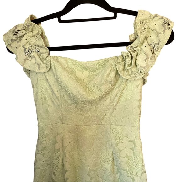 Selfie Leslie Verona Off-Shoulder Lace Overlay Mini Dress Apple Sz S - Picture 5 of 13